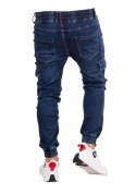 r.29 Spodnie męskie joggery jeansowe GRANAT bojówki LARIS