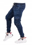 r.30 Spodnie męskie joggery jeansowe GRANAT bojówki LARIS