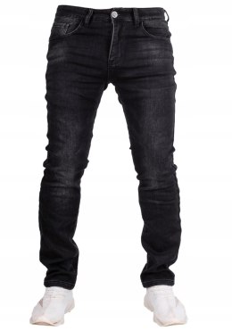 r.37 Spodnie męskie jeansowe CZARNE DELIKATNIE OCIEPLANE BATEL