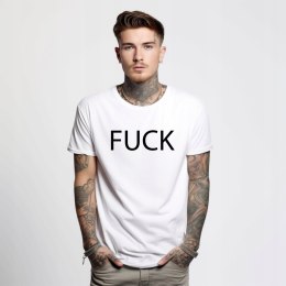r.XL T-SHIRT koszulka męska BIAŁA NAPIS F*CK
