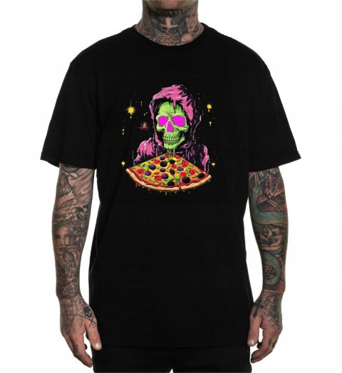 r.2XL T-SHIRT koszulka męska CZARNA KOŚCIOTRUP PIZZA FLUO