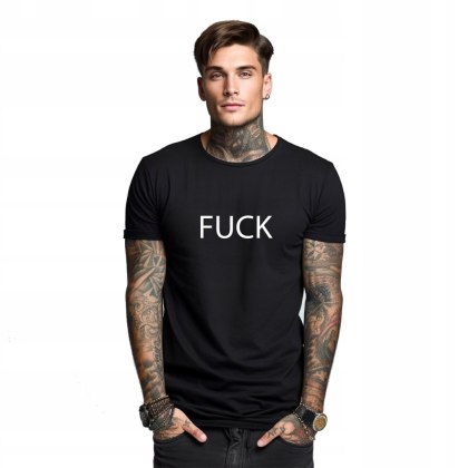 r.3XL T-SHIRT koszulka męska CZARNA NAPIS F*CK