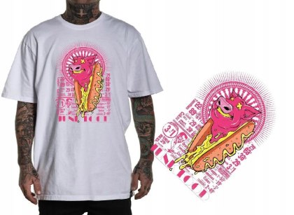 r.2XL T-SHIRT męska koszulka BIAŁA ŚWINIA HOT DOG