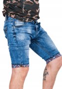 PAS 102 CM *krótkie jeansowe mankiet kratka R.38
