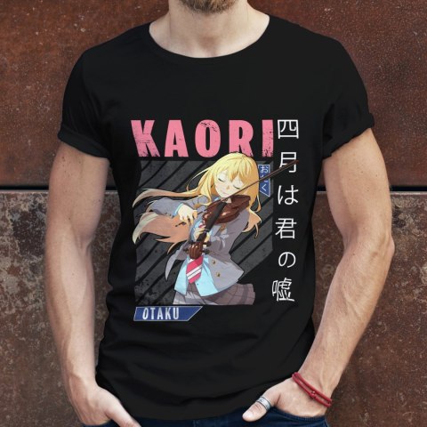 Koszulka męska czarna z nadrukiem " ANIME Kaori"