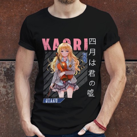 Koszulka męska czarna z nadrukiem " ANIME Kaori"