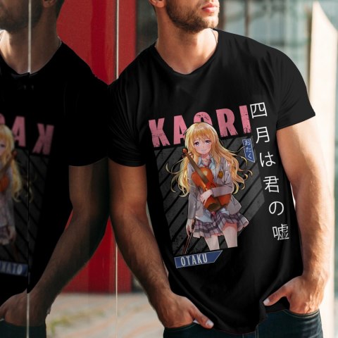 Koszulka męska czarna z nadrukiem " ANIME Kaori"