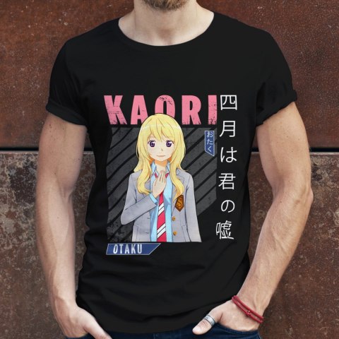 Koszulka męska czarna z nadrukiem " ANIME Kaori"