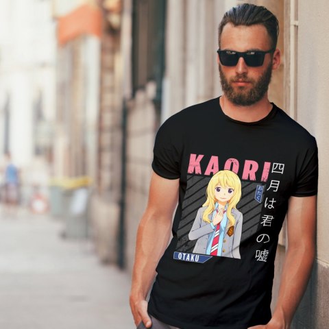 Koszulka męska czarna z nadrukiem " ANIME Kaori"