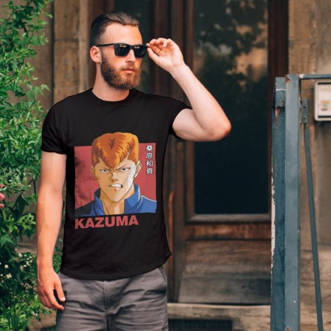 Koszulka męska czarna z nadrukiem " ANIME Kazuma"