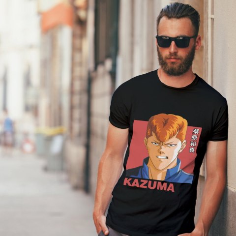 Koszulka męska czarna z nadrukiem " ANIME Kazuma"