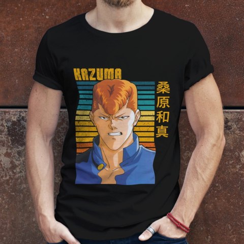 Koszulka męska czarna z nadrukiem " ANIME Kazuma"