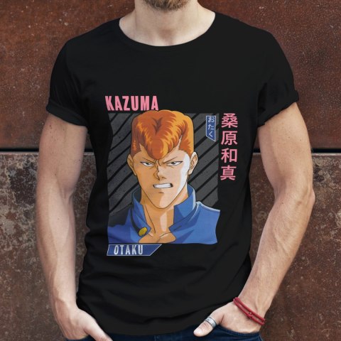 Koszulka męska czarna z nadrukiem " ANIME Kazuma"