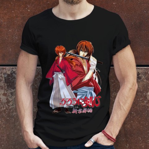 Koszulka męska czarna z nadrukiem " ANIME Ruroni Kenshin"