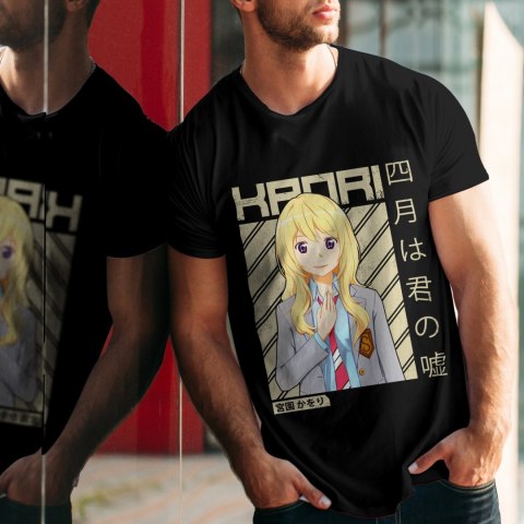 Koszulka męska czarna z nadrukiem " ANIME Kaori"