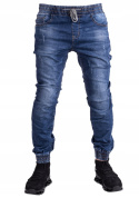 R.30 spodnie joggery jeansowe ściągacze niebieskie