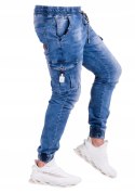 R.30 BORIS joggery jeansowe niebieskie bojówki