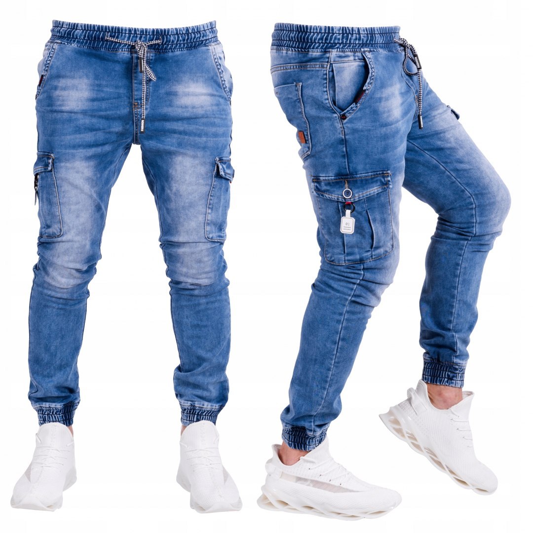 R.36 BORIS joggery jeansowe niebieskie bojówki