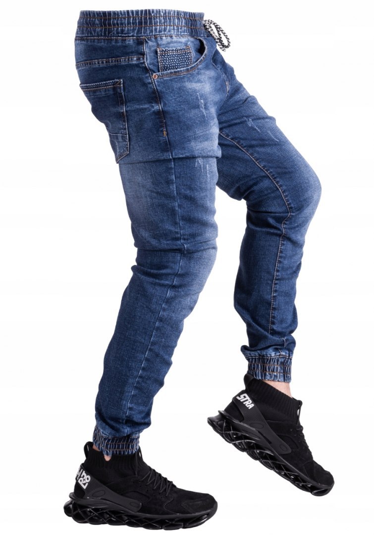 R.31 spodnie joggery jeansowe ściągacze niebieskie