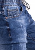 R.32 spodnie joggery jeansowe ściągacze niebieskie