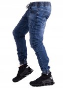 R.33 spodnie joggery jeansowe ściągacze niebieskie