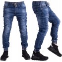 R.36 spodnie joggery jeansowe ściągacze niebieskie