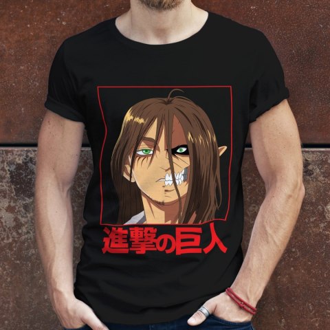 Koszulka męska czarna z nadrukiem " ANIME Attack on Titan"