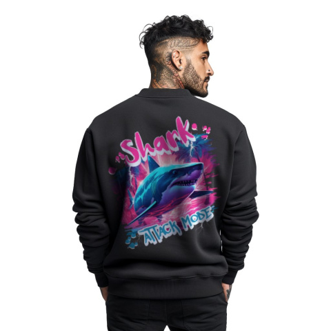 Bluza męska bez kaptura z nadrukiem na plecach "Shark Attack Mode"