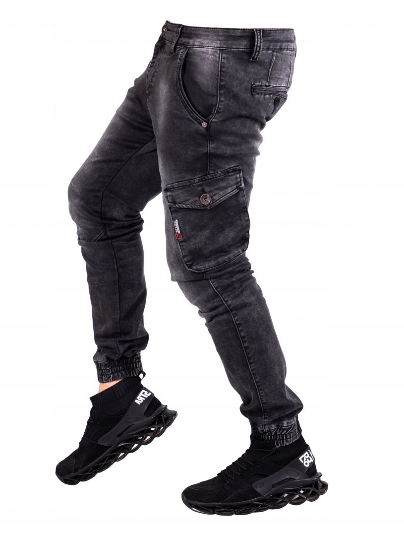 R.32 spodnie JEANSY MĘSKIE joggery czarne Julio
