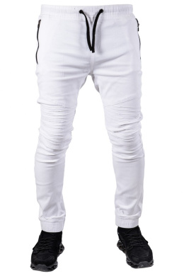 R.XL Pas 92-98cm spodnie męskie JOGGERY białe Yao
