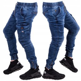 R.34 Spodnie męskie JOGGERY jeansowe slim SALS