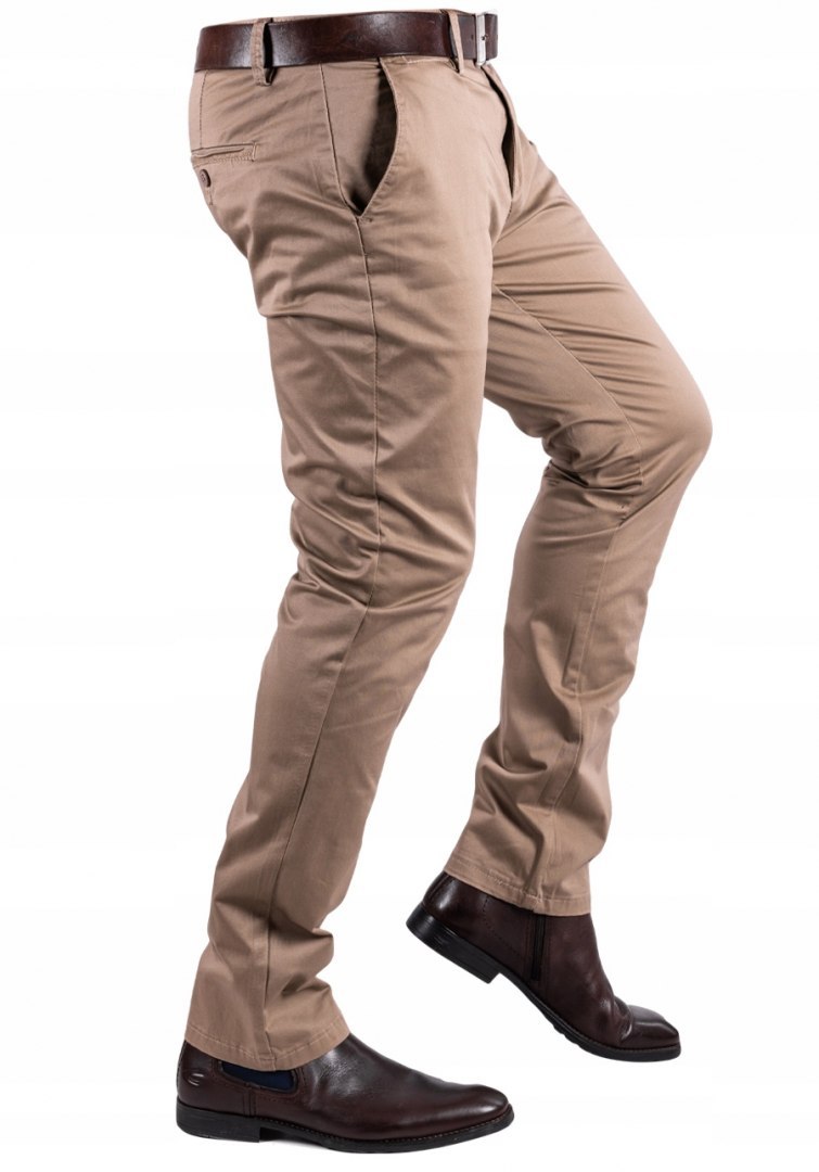 R.32 Spodnie męskie CHINOSY klasyczne beżowe OLAF