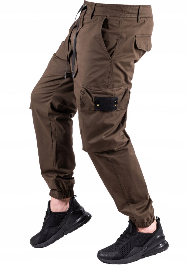 R.34 Spodnie męskie JOGGERY bojówki khaki Ero