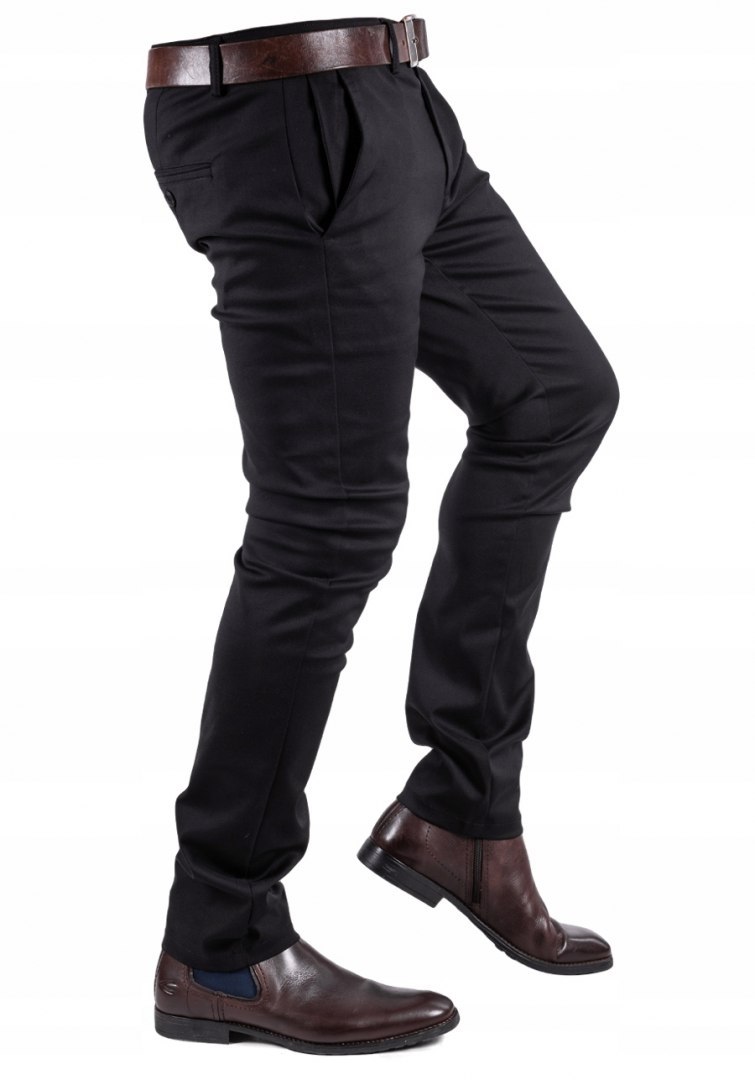 R.30 Spodnie męskie CHINOSY klasyczne czarne GORAN