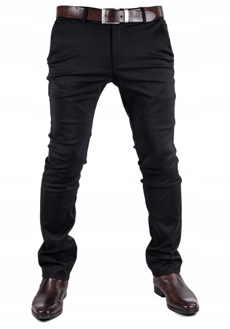 R.37 Spodnie męskie CHINOSY klasyczne czarne GORAN