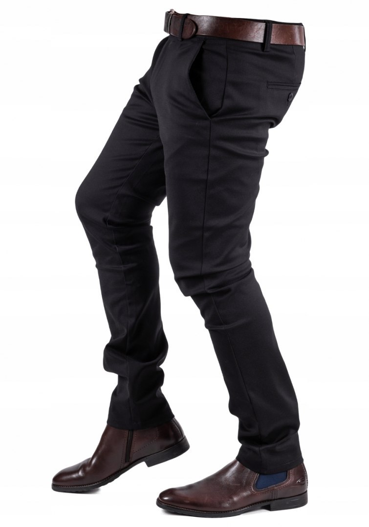 R.39 Spodnie męskie CHINOSY klasyczne czarne GORAN