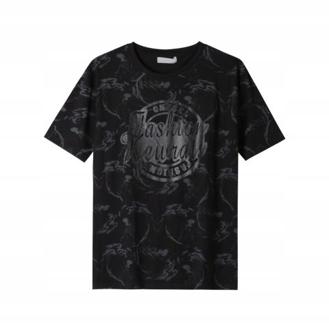 R. S Koszulka bawełniana T-SHIRT czarny FASHION