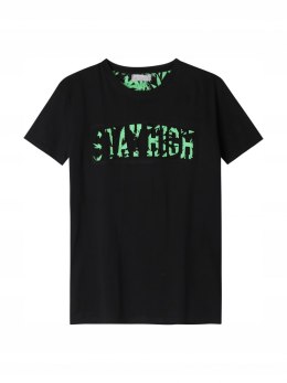 R.L Koszulka bawełniana czarna T-SHIRT - STAY HIGH