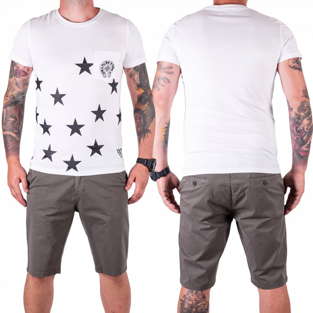 R. L Koszulka bawełniana T-SHIRT biała STARS