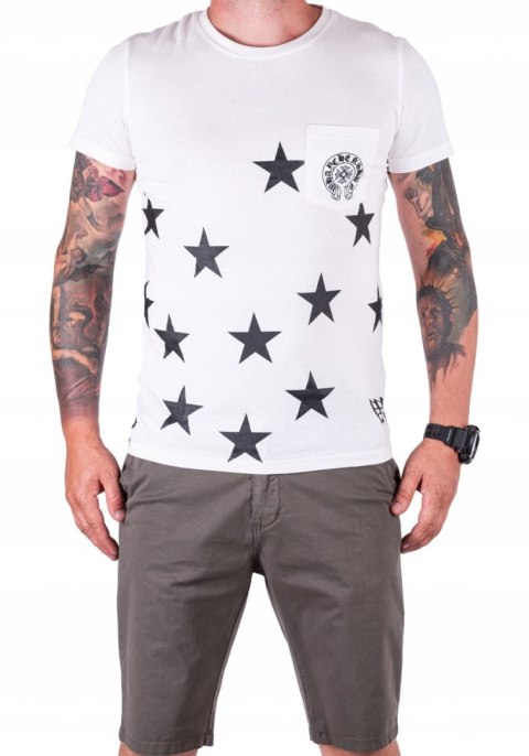 R. M Koszulka bawełniana T-SHIRT biała STARS