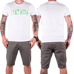 R.XL Koszulka bawełniana biała T-SHIRT weed GRASS