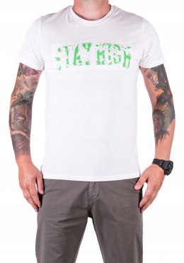 R.XXL Koszulka bawełniana biała T-SHIRT weed GRASS