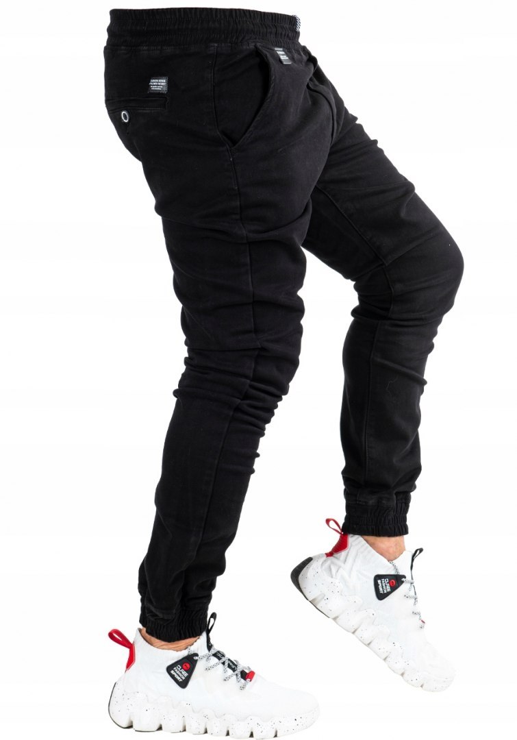 R.33 Spodnie męskie materiałowe jogger black NIELS