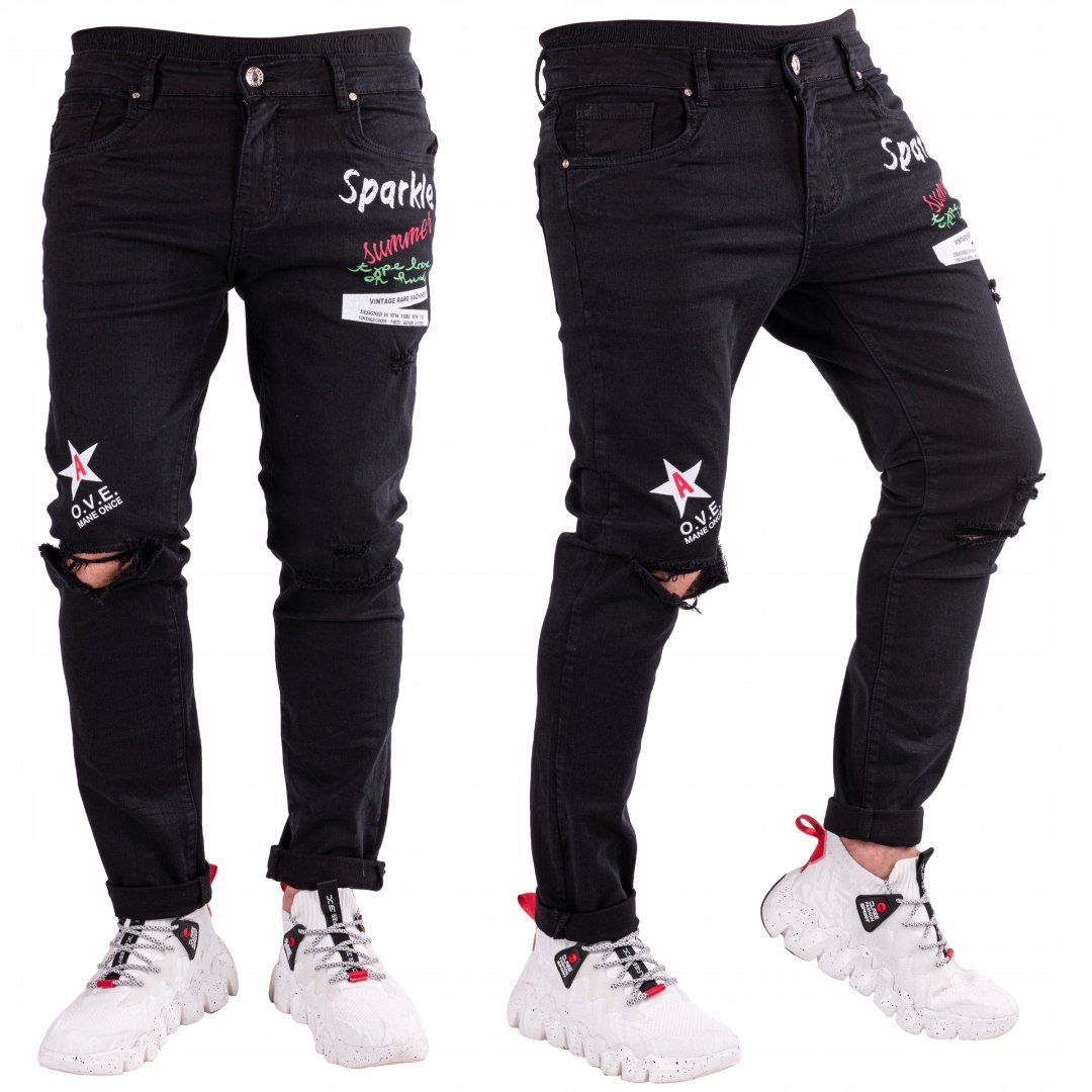 r.32 Spodnie męskie czarne jeansowe FELIPE