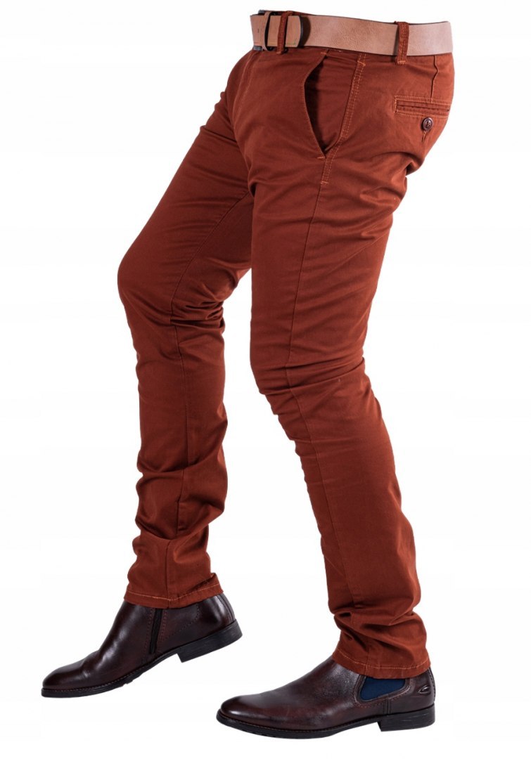 r. 32 Spodnie męskie rude zwężane chinosy MAURO