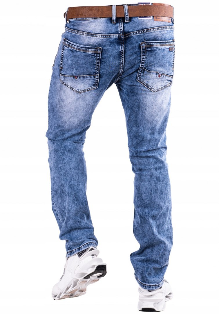 r.31 Spodnie męskie JEANSOWE proste KALLE + pasek