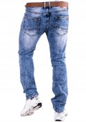 r.36 Spodnie męskie JEANSOWE proste KALLE + pasek
