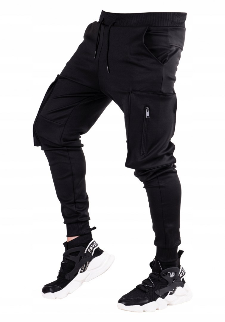 r. M Czarne spodnie dresowe joggery AUGUSTIN