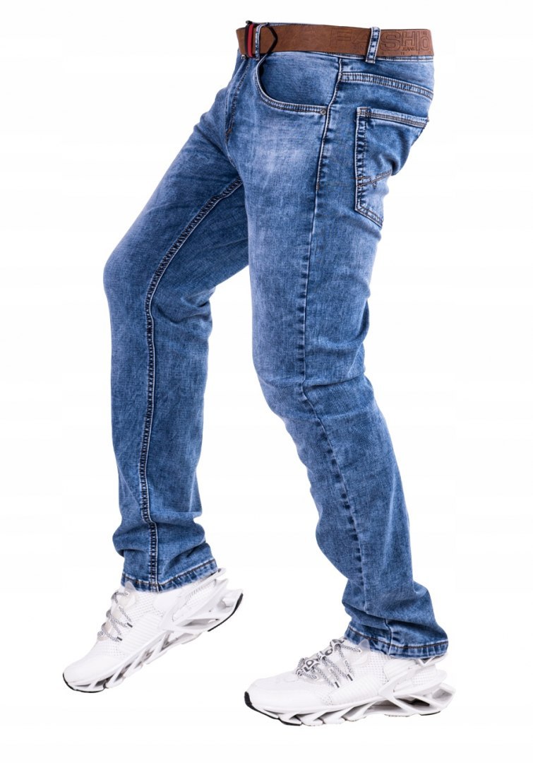 r.36 Spodnie męskie JEANSOWE proste REMO + pasek