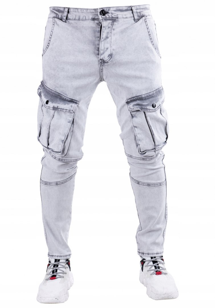 R.30 Spodnie męskie jeans bojówki łańcuch JANNIK
